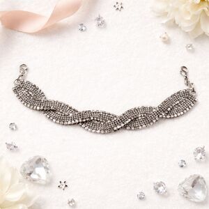 Alfani Silver Tone Twisted Clear Rhinestone Bracelet 8.25"